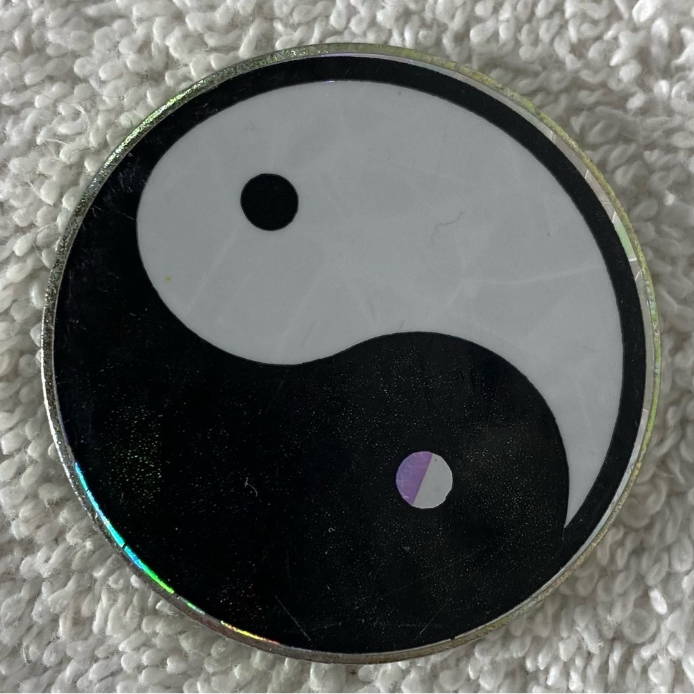 5/$35 Vintage 90s Metal Yin Yang Holographic Collectible POG Slammer